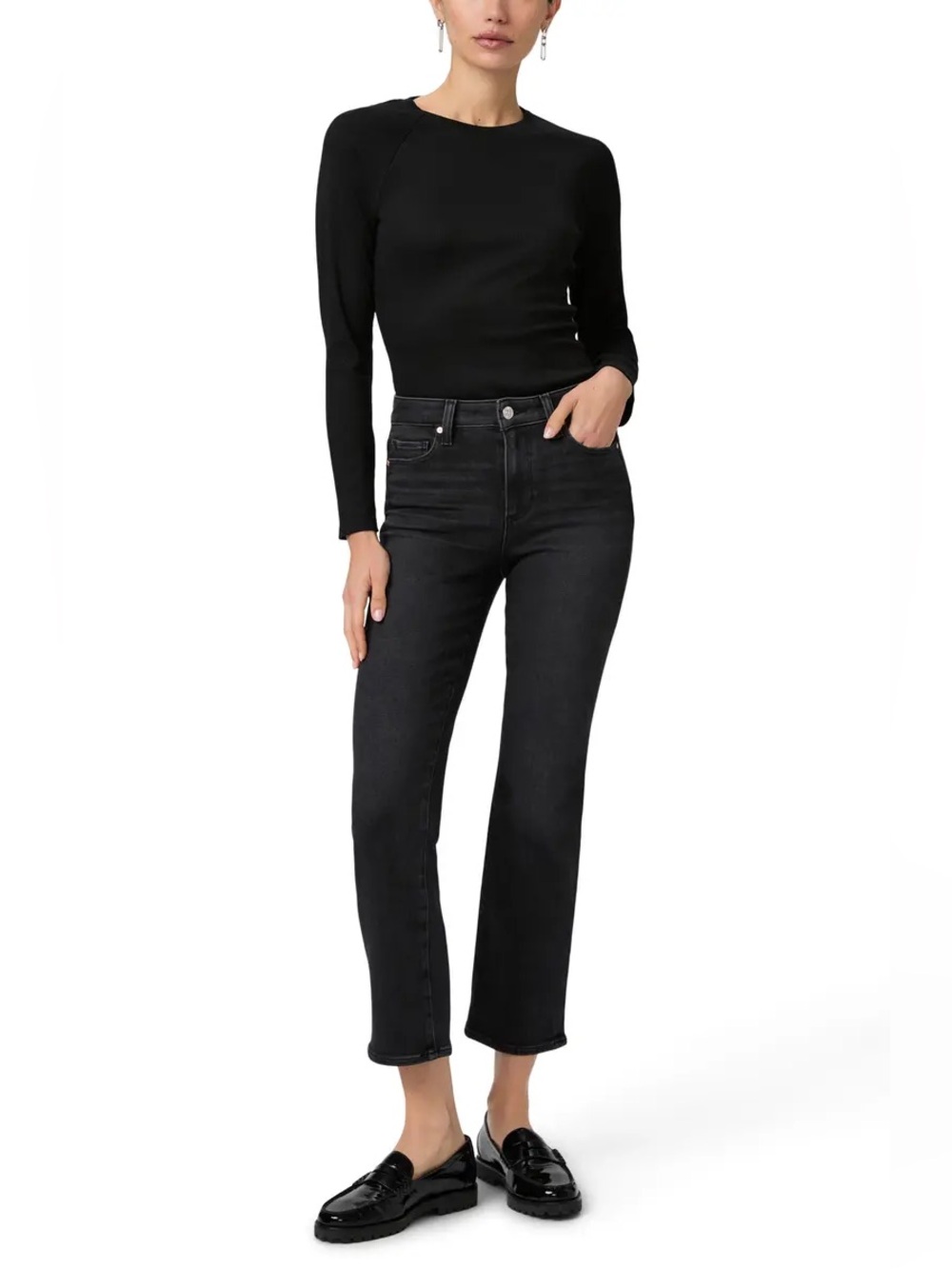 PAIGE CINDY Straight-Leg Jeans in Black New